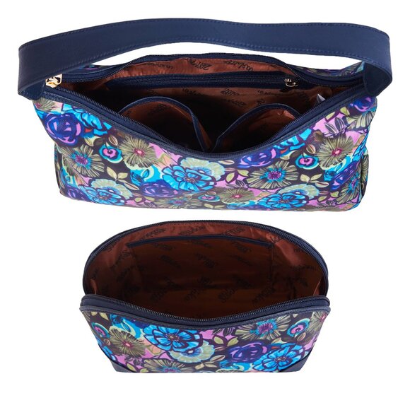 Floral Print Sling Hobo & Cosmetic Bag Combo for Women – Fabric Shoulder Bag - Picture 3 of 5